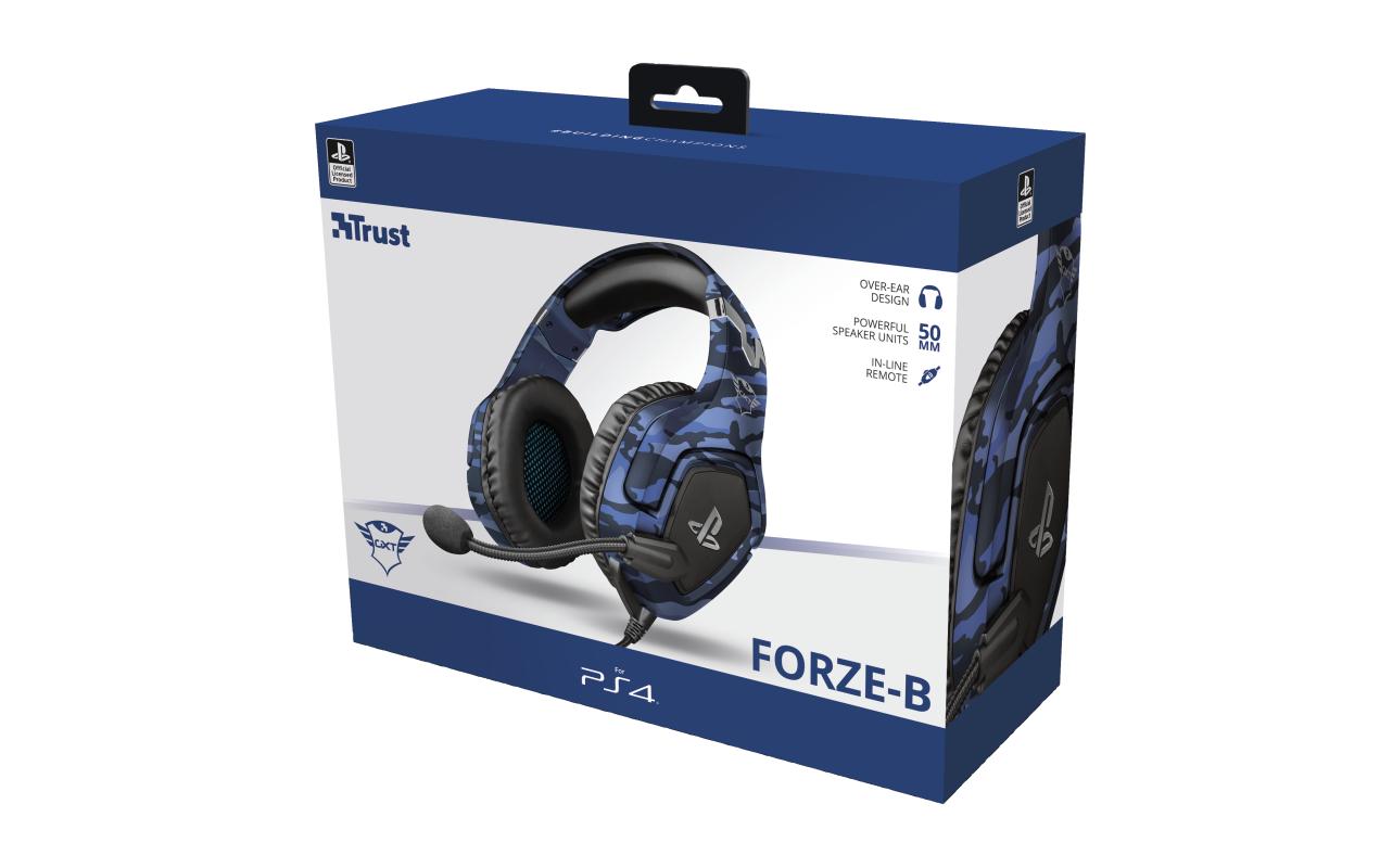 Trust GXT 488 Forze-B Gaming-Headset – Over-Ear, Stereo, Kabelgebunden, 3,5 mm Klinke, ANC, für PS4, PS5, Blau