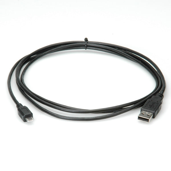 ROLINE USB-A auf Micro-USB-B Kabel – USB 2.0 (480 Mbit/s) – 0,8 m – Schwarz – für Handys, Smartphones und mehr