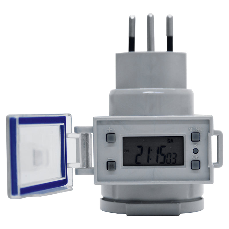 Steffen Zeitschaltuhr – Tages-/Wochen-Timer, digital – IP55, 230 V, 10 A – T13 Steckdose – Weiss