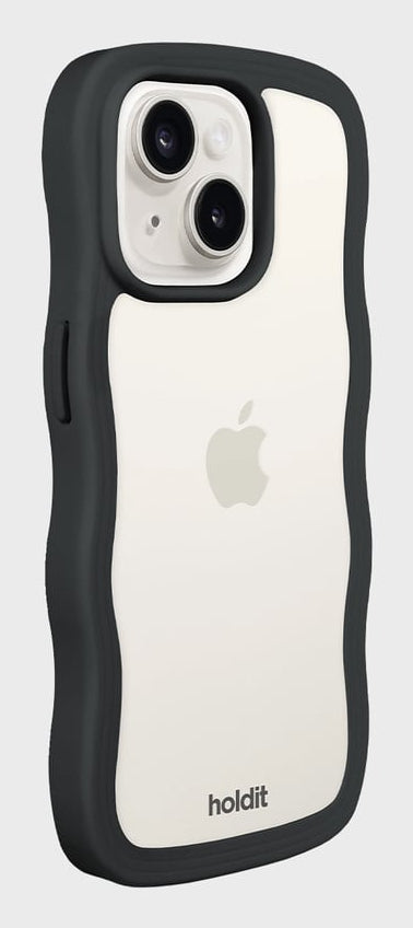 HoldIt Wavy Backcover – für Apple iPhone 13, PC+TPU+Silikon, Schwarz/Transparent