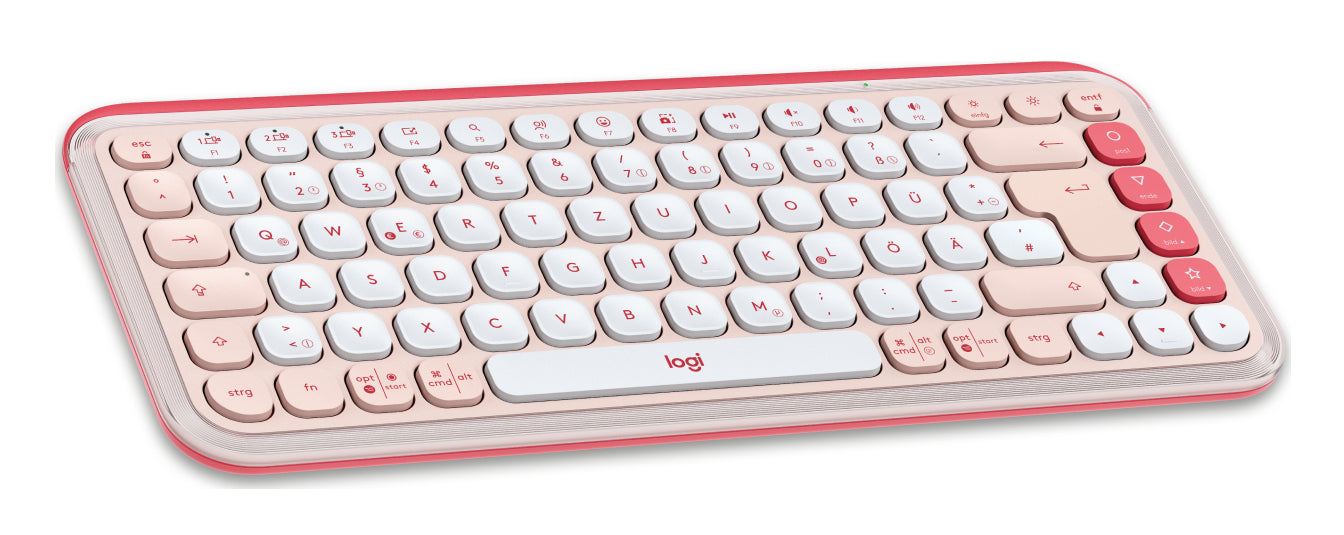 Logitech Tastatur, kabellos (Bluetooth), DE-Layout (DE), Rosa/Weiss