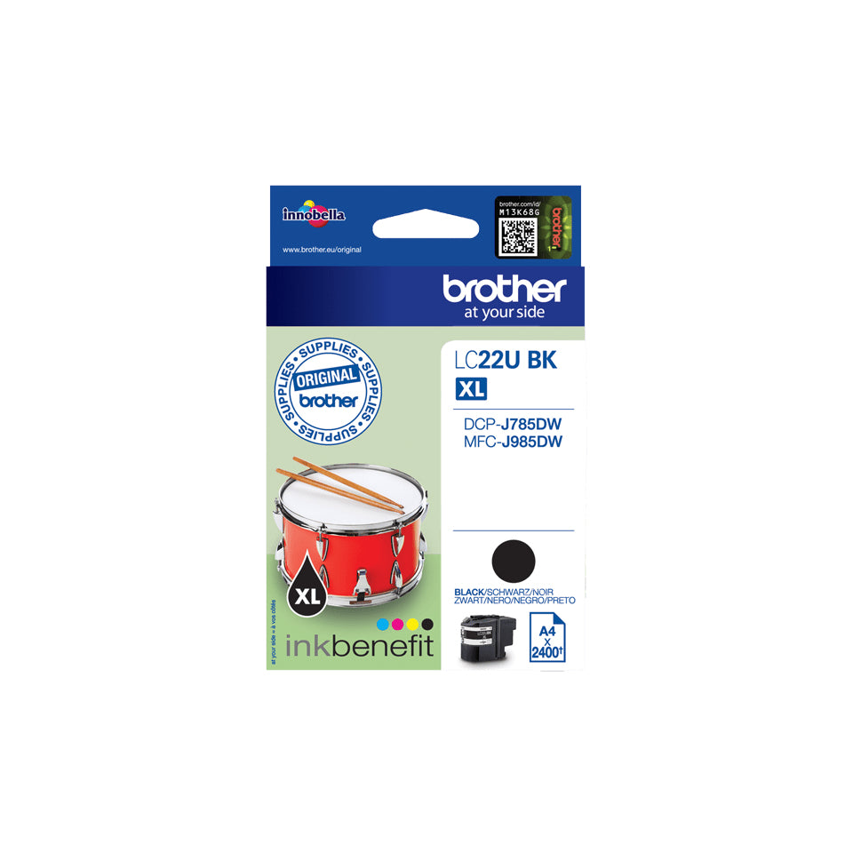 Brother Tintenpatrone LC-22UBK, Schwarz, 2'400 Seiten – für MFC-J985DW