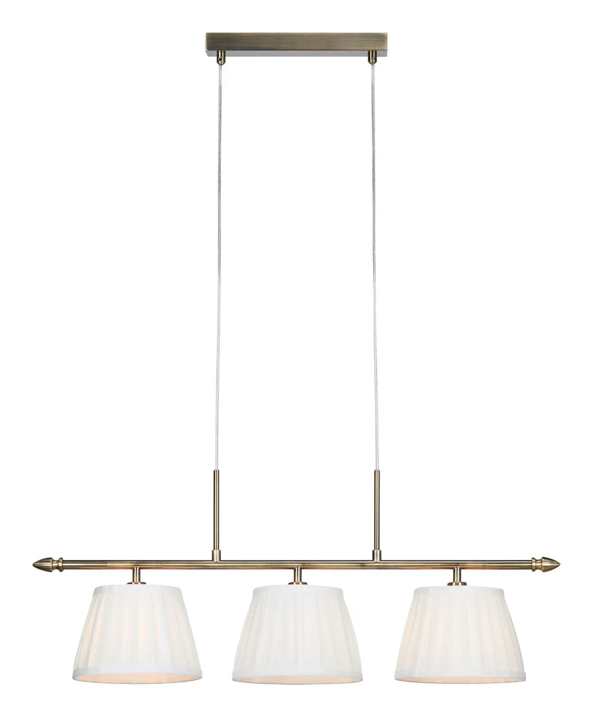 Markslöjd Pendelleuchte Oxford – 82,5 × 20 × 33 cm, 40 W, weiss/ messing, 3-flammig, E14, exkl. Leuchtmittel