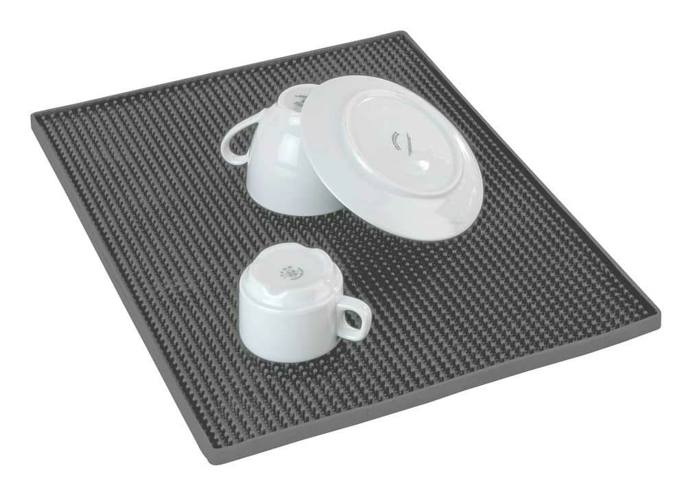 Wenko – Abtropfmatte 40 × 30 × 1 cm, Kunststoff, Grau