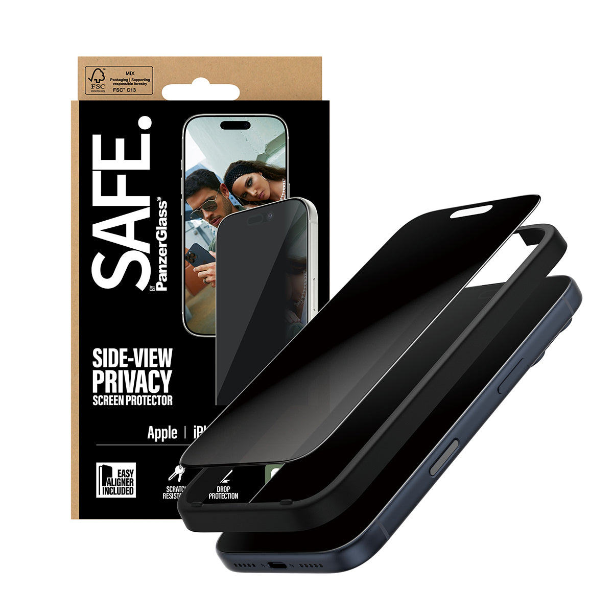 PanzerGlass Displayschutzglas Privacy-Filter – für Apple iPhone 17 Pro, kratzresistent, Hartglas