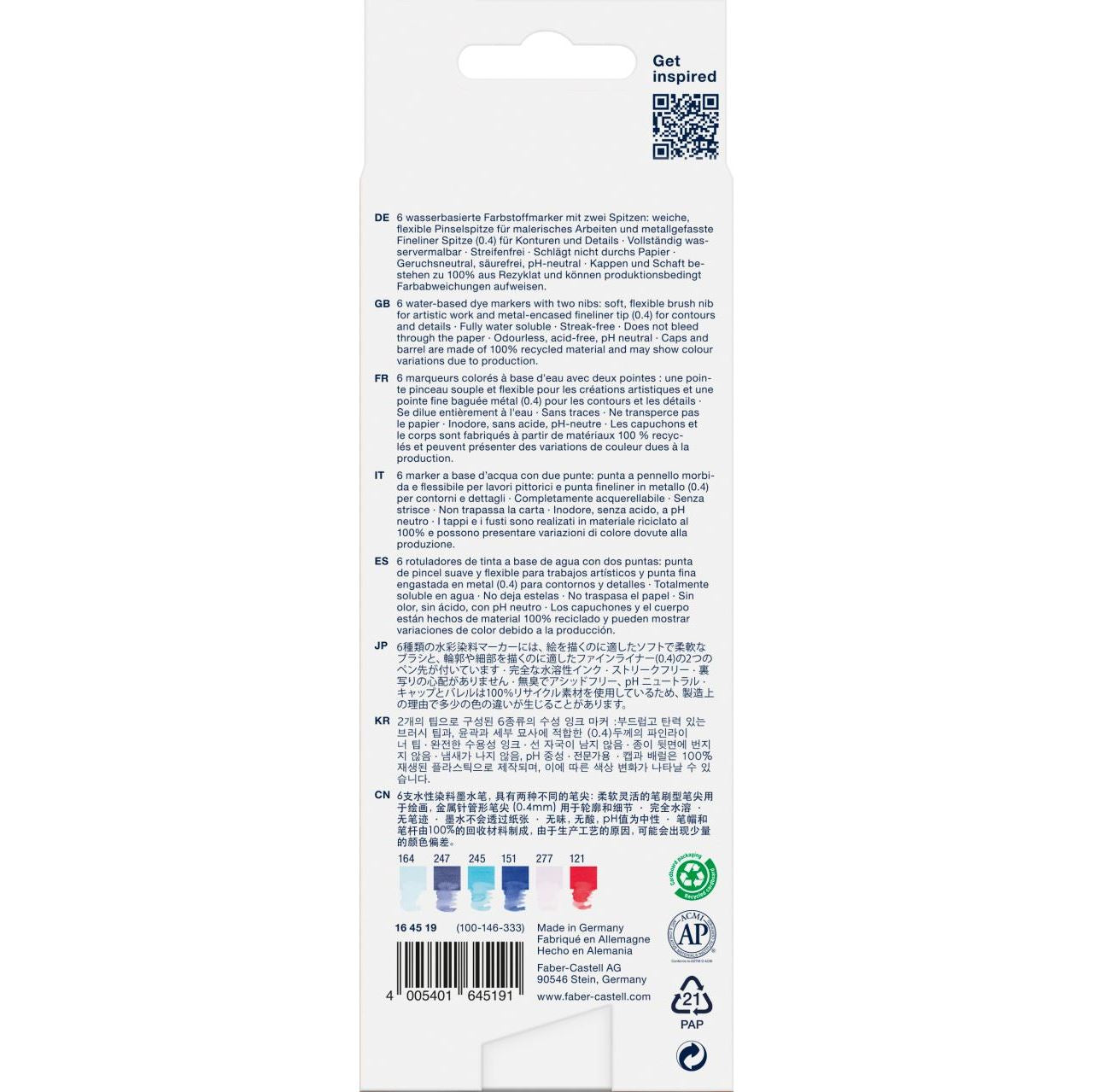 Faber-Castell Goldfaber Aqua Filzstifte, sortierte Strichbreite, 6 Farben