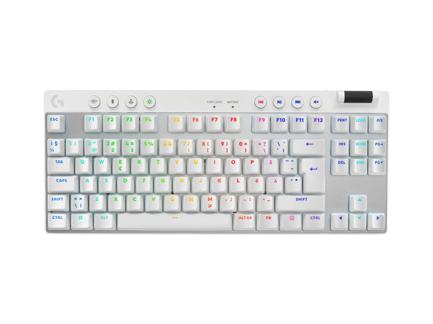 Logitech G PRO X TKL – Gaming-Tastatur – Mechanisch, RGB – Bluetooth & 2,4 GHz (USB-A) – QWERTY (Nordisch) – Weiss