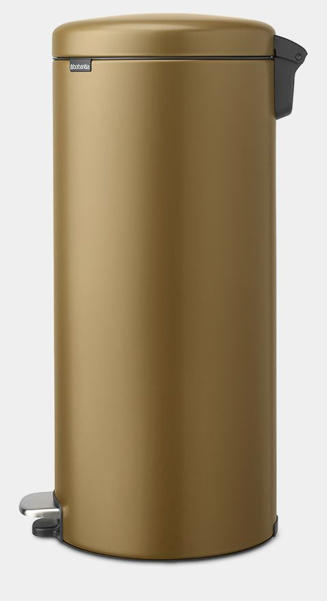 Brabantia NewIcon Treteimer – 30 l – Edelstahl, rund – Messing – Soft-Close, Anti-Rutsch