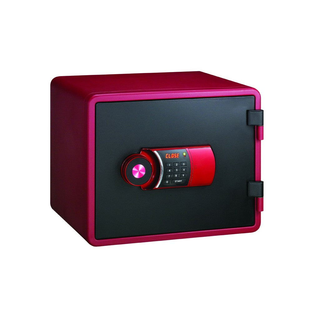Rieffel Tresor – mit Zahlenschloss, feuerfest, rot, 424 × 388 × 344 mm