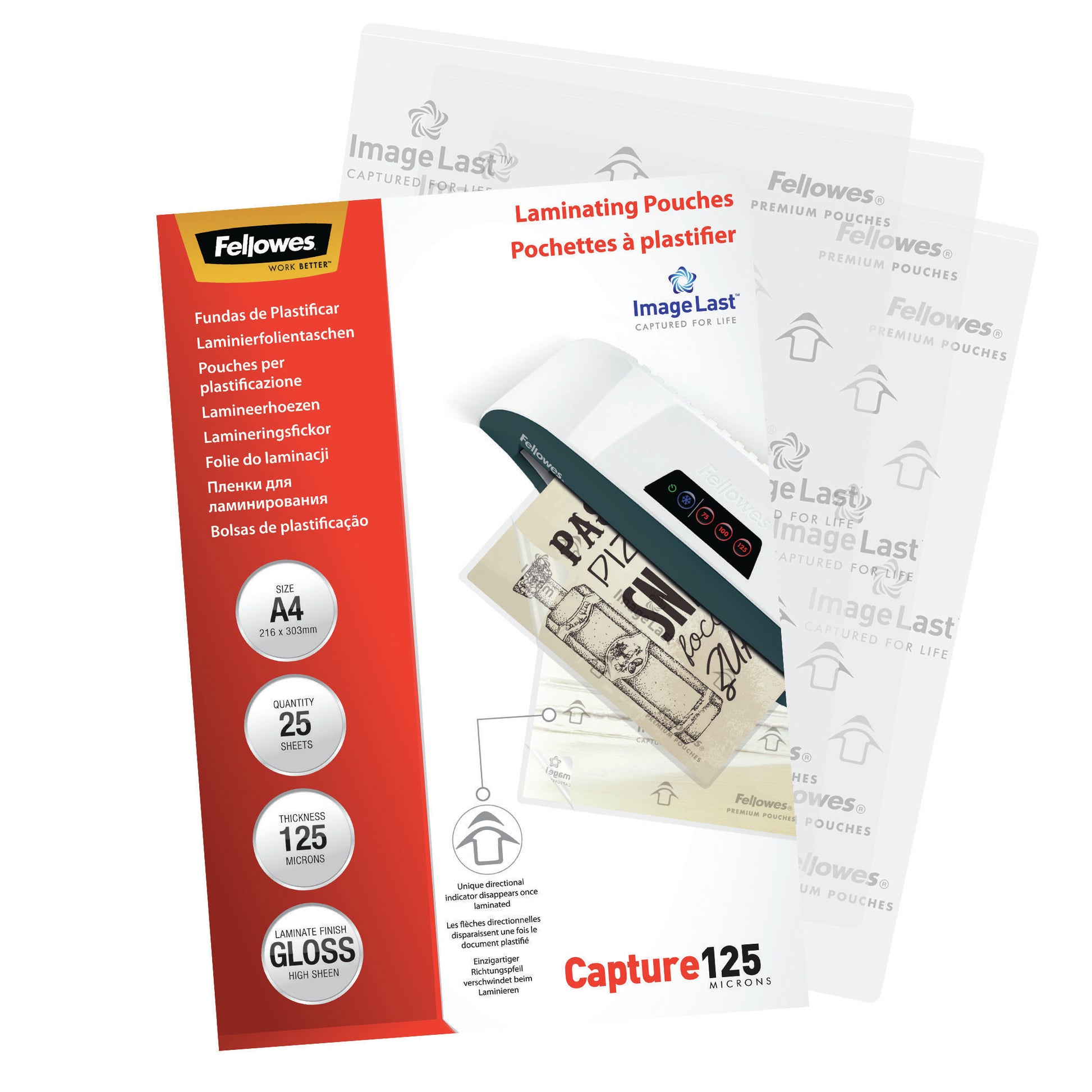 Fellowes Laminierfolien A4 – 125 µm, glänzend, 25 Stück