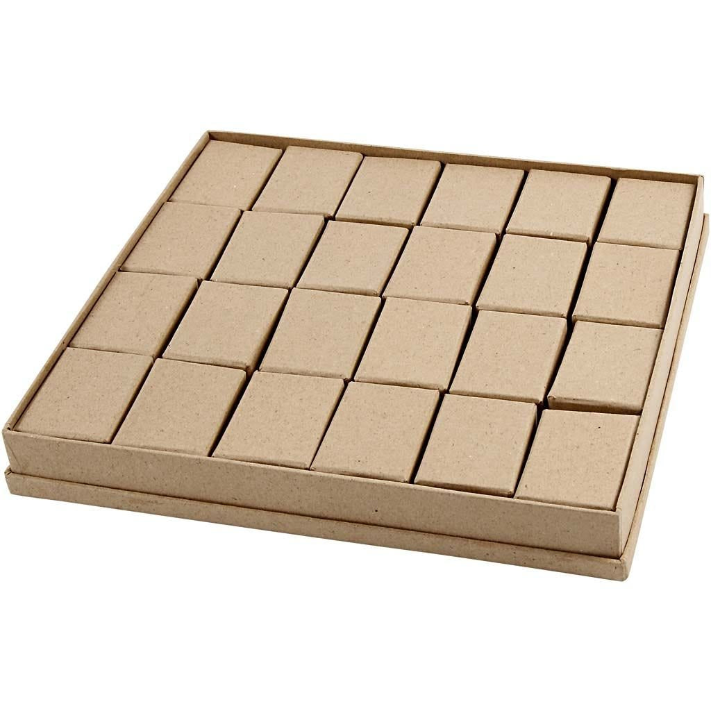 Creativ Company Aufbewahrungsbox – 70 × 50 × 35 mm, Papier, mit Deckel, natur – 24 Stk.