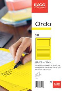 Elco Sichtmappe A4 – intensivgelb, Papier, mit Beschriftungsvordruck, 10er-Pack
