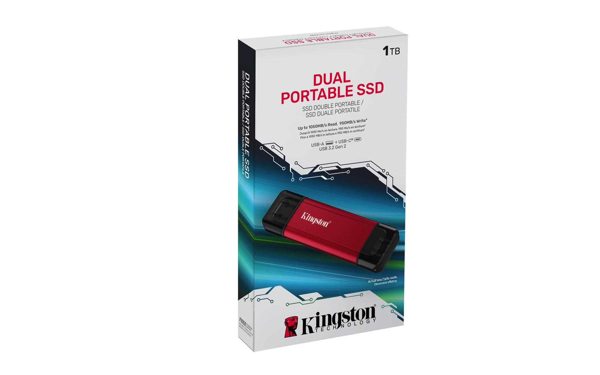 Kingston Technology Kingston Portable SSD – 1 TB, USB 3.2 Gen 2, USB‑A/USB‑C