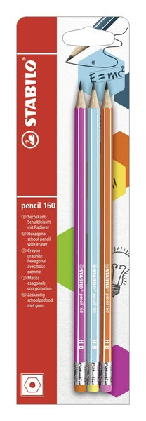 STABILO 160 Bleistift HB, hexagonal, mit Radierer