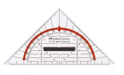 Faber-Castell Geodreieck, 14 cm – mit abnehmbarem Griff, unzerbrechlich, mit Tuschekante – Kunststoff