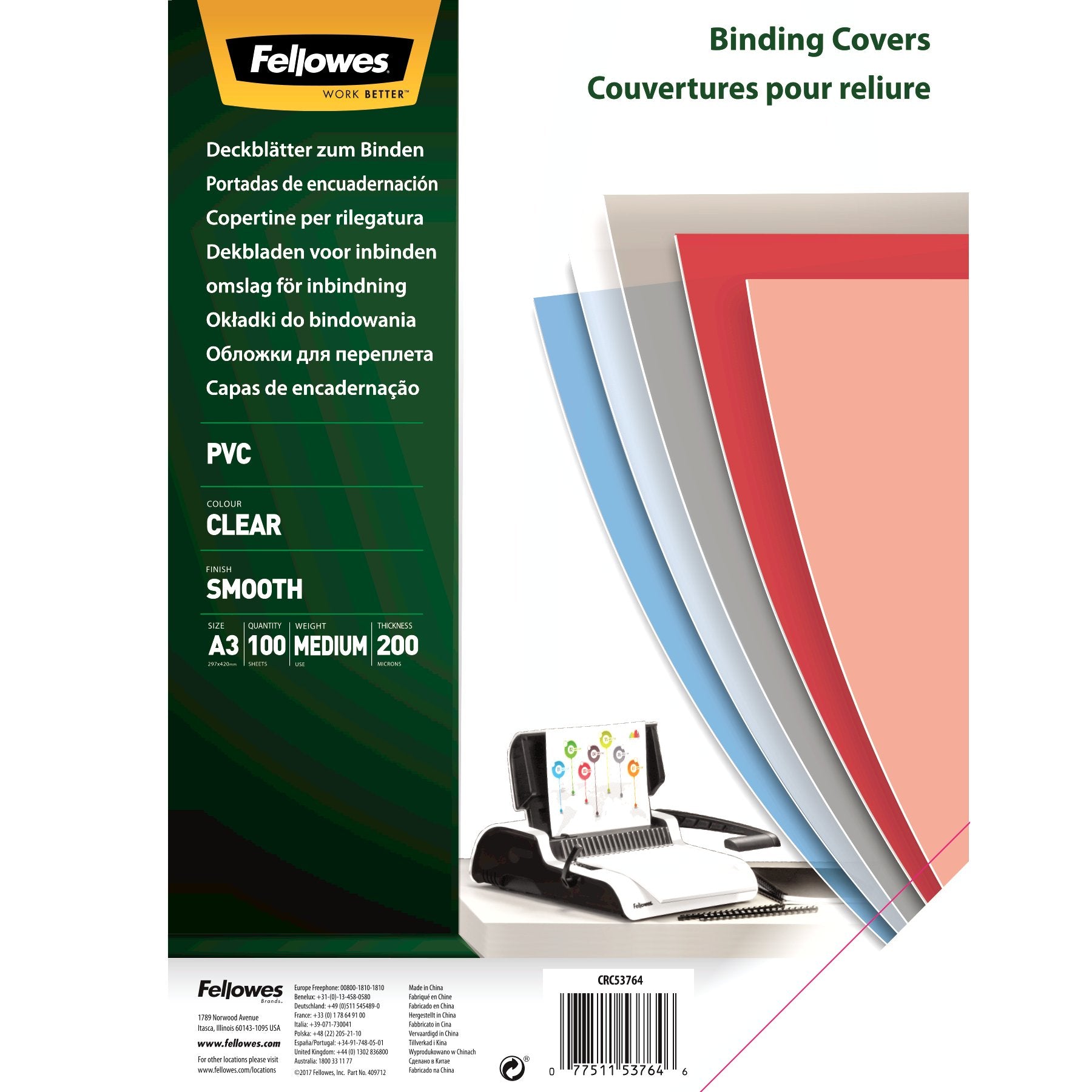 Fellowes Deckblatt A3 – Transparent – 100 Stk.