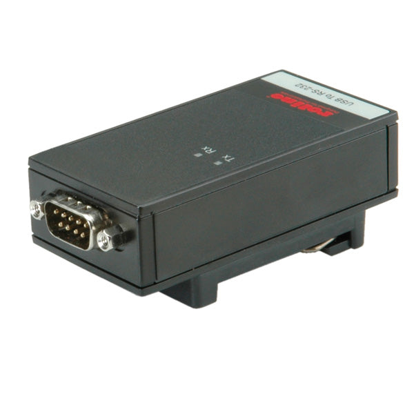 ROLINE USB-Seriell Konverter USB-A zu RS-232 (DB9) – 1 Port, bis 115 Kbit/s, USB 2.0, DIN-Hutschienenmontage