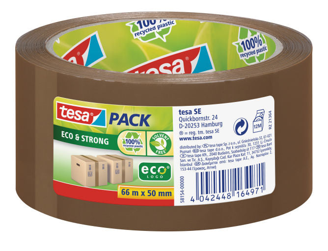 tesa Verpackungsband – 50 mm × 66 m, braun, stark, eco:plus