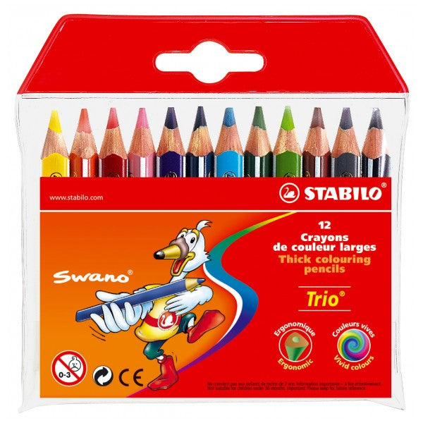 STABILO Buntstifte Trio – 12 Farben, Ø 4,2 mm, dreikantig