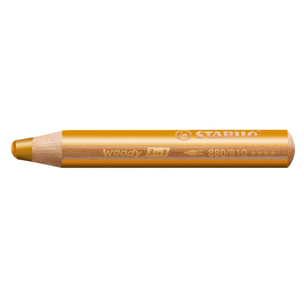 STABILO Buntstifte Woody 3 in 1 – 3-in-1, Minen-Ø 10 mm, Einzelstift Gold