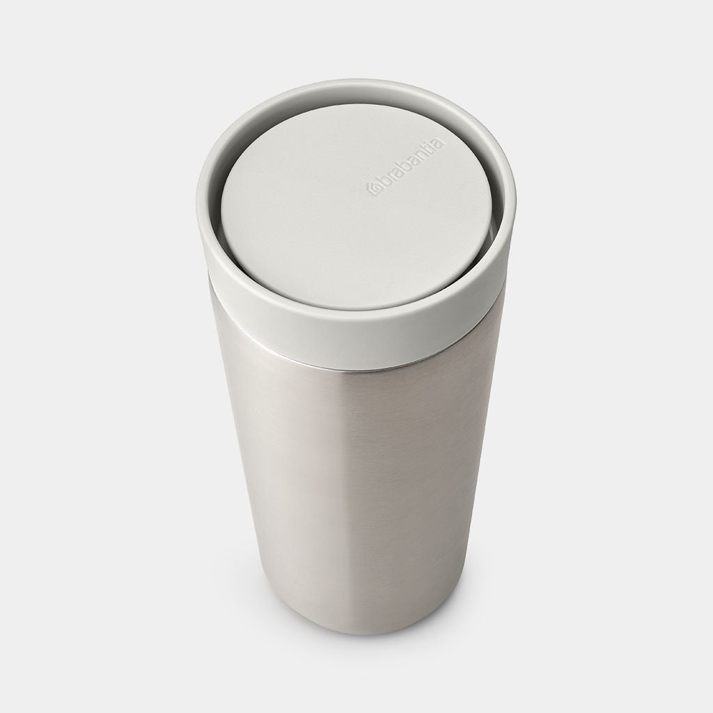 Brabantia Make & Take Thermobecher 360 ml – Doppelwandig 6-8 h heiss, Schraubdeckel, Edelstahl