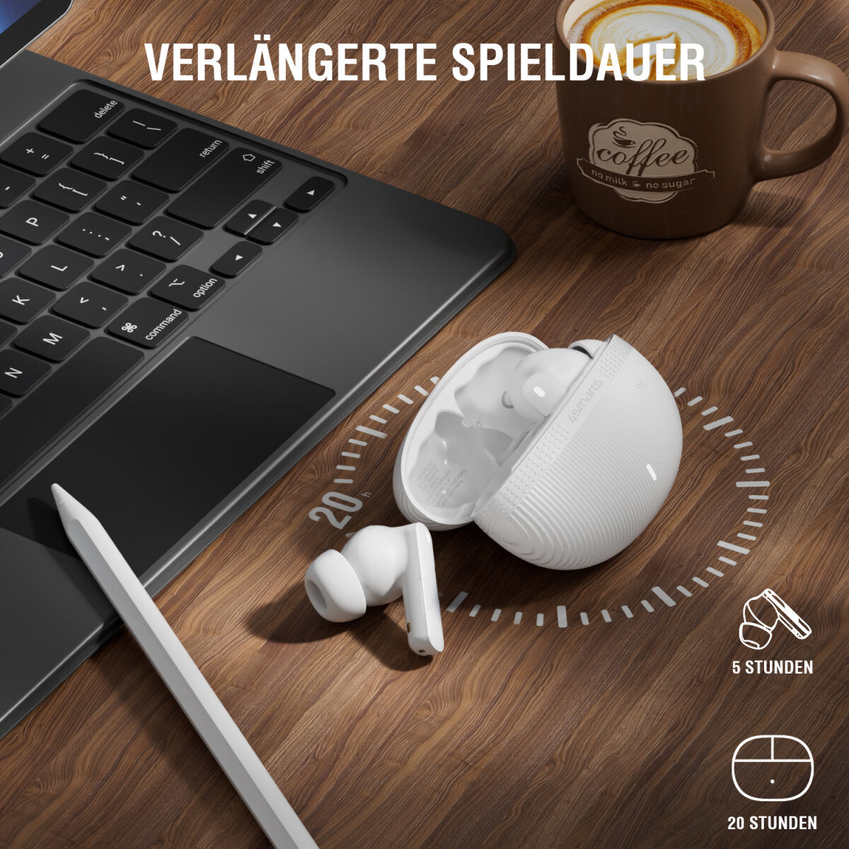 4smarts SkyBuds Screen ANC – True Wireless In-Ear Kopfhörer – Bluetooth 5.4 – Schwarz – bis 20 h