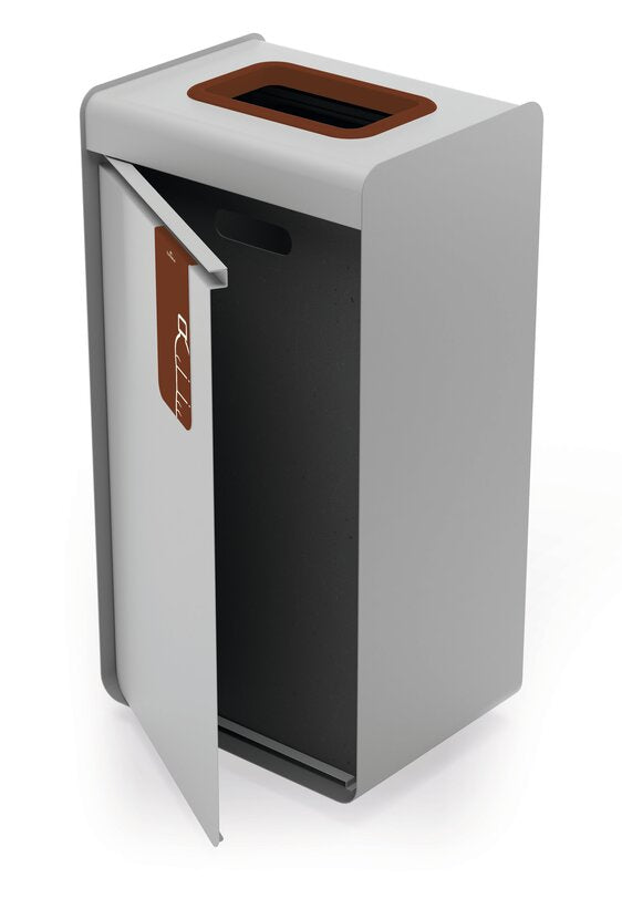 Durable Abfallcontainer – 55 l – Metall, Kunststoff, Braun, Grau – B × H × T 420 × 830 × 330 mm