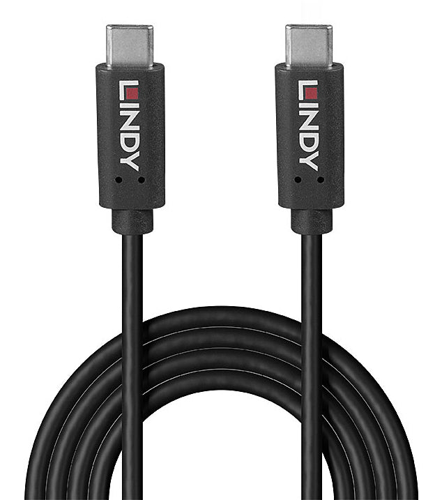 Lindy USB-C auf USB-C Kabel – USB 3.2 Gen 2x2 (20 Gbit/s) – 1 m – PD 100 W – rTPE-Mantel – Schwarz