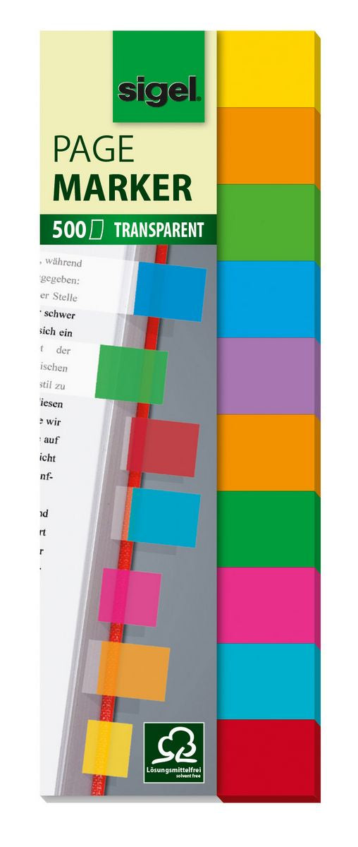 Sigel Markierstreifen/Index – 44 × 12,5 mm – mehrfarbig, 500 Stück