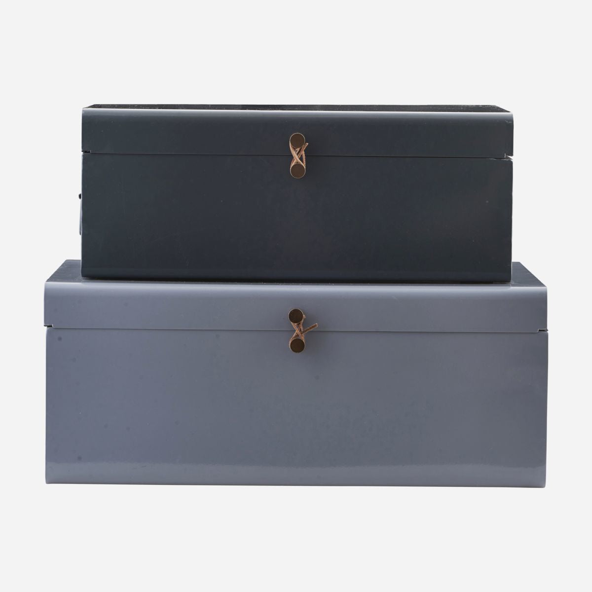 Society of Lifestyle House Doctor Aufbewahrungsbox – Metall – Blau – mit Leder – 260 × 200 × 600 mm