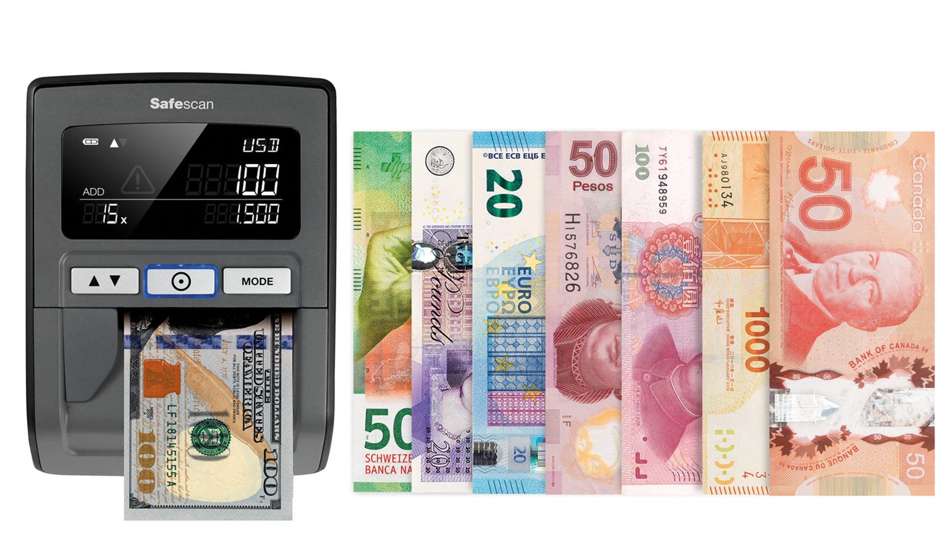 Safescan 185-S – Geldscheinprüfgerät, Schwarz, Infrarot (IR), Magnetisch