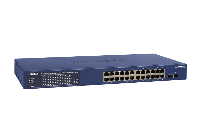 NETGEAR GS724TP – Managed Switch – 24×GbE, 2×SFP, L2+/L3, PoE+ 380 W, 19" Rack