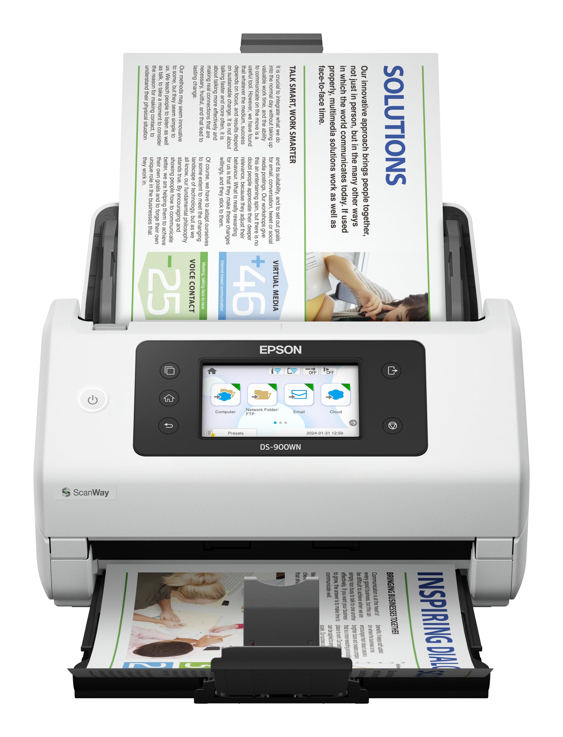 Epson Dokumentenscanner, A4, 70 ppm, ADF 100 Blatt, WLAN, LAN