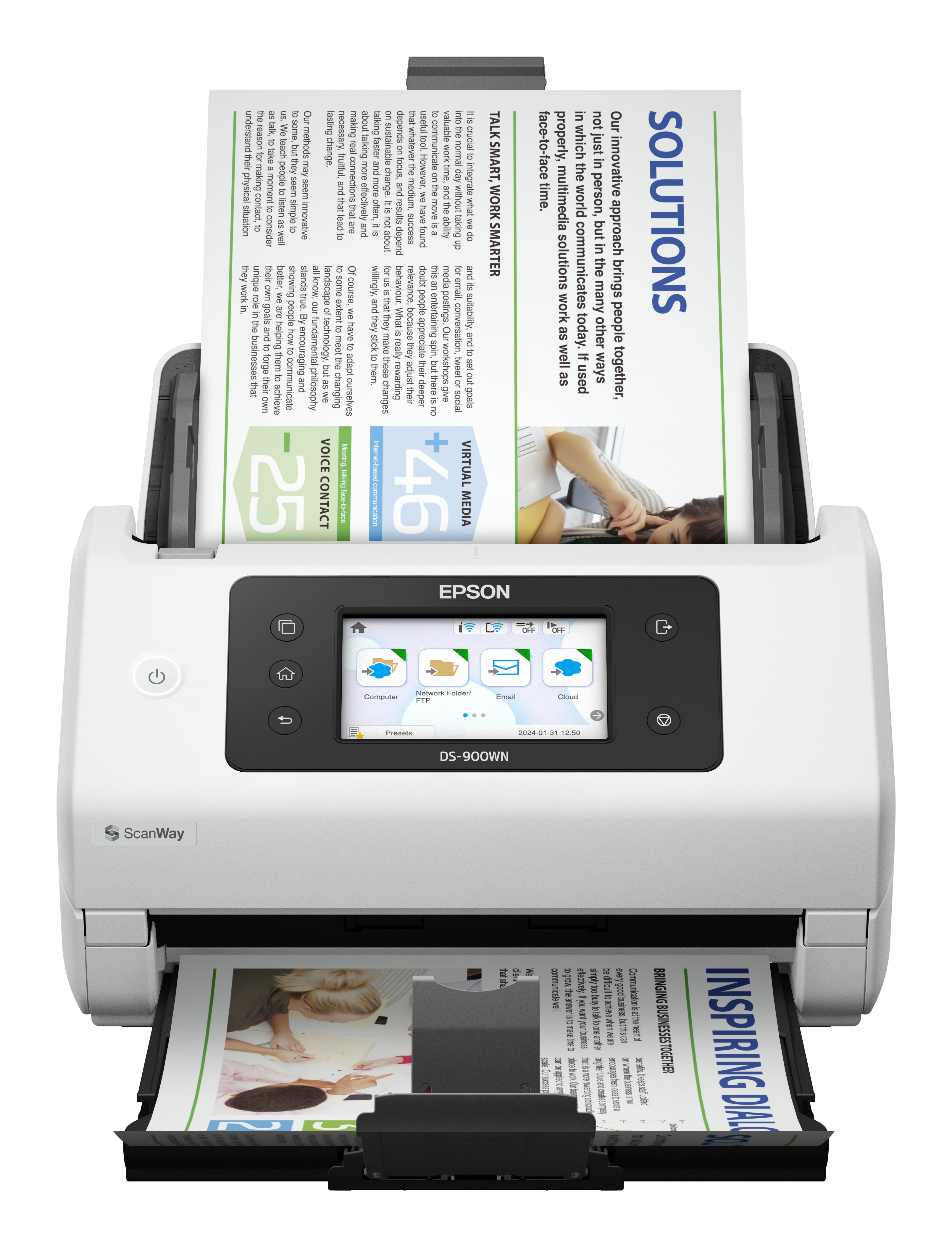 Epson Dokumentenscanner, A4, 70 ppm, ADF 100 Blatt, WLAN, LAN