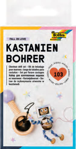 Folia Bastelset Kastanienbohrer – 2 Handbohrer (2 und 3 mm), 100 Zahnstocher – 140 × 70 × 75 mm