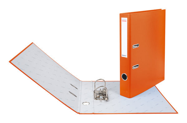 Biella Bundesordner – A4 Hochformat – 2-Ring Hebelmechanik, 40 mm Rücken – Orange, mit Niederhalter, FSC