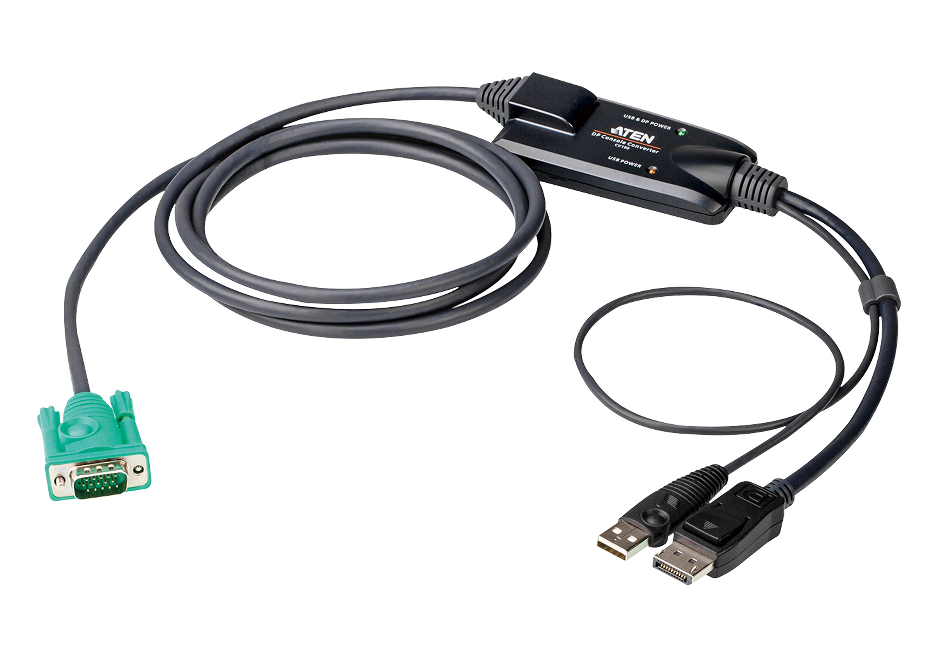 ATEN USB-A + DisplayPort (Stecker) auf SPHD-15 (Stecker) Adapter, 1920×1080, 1,8 m