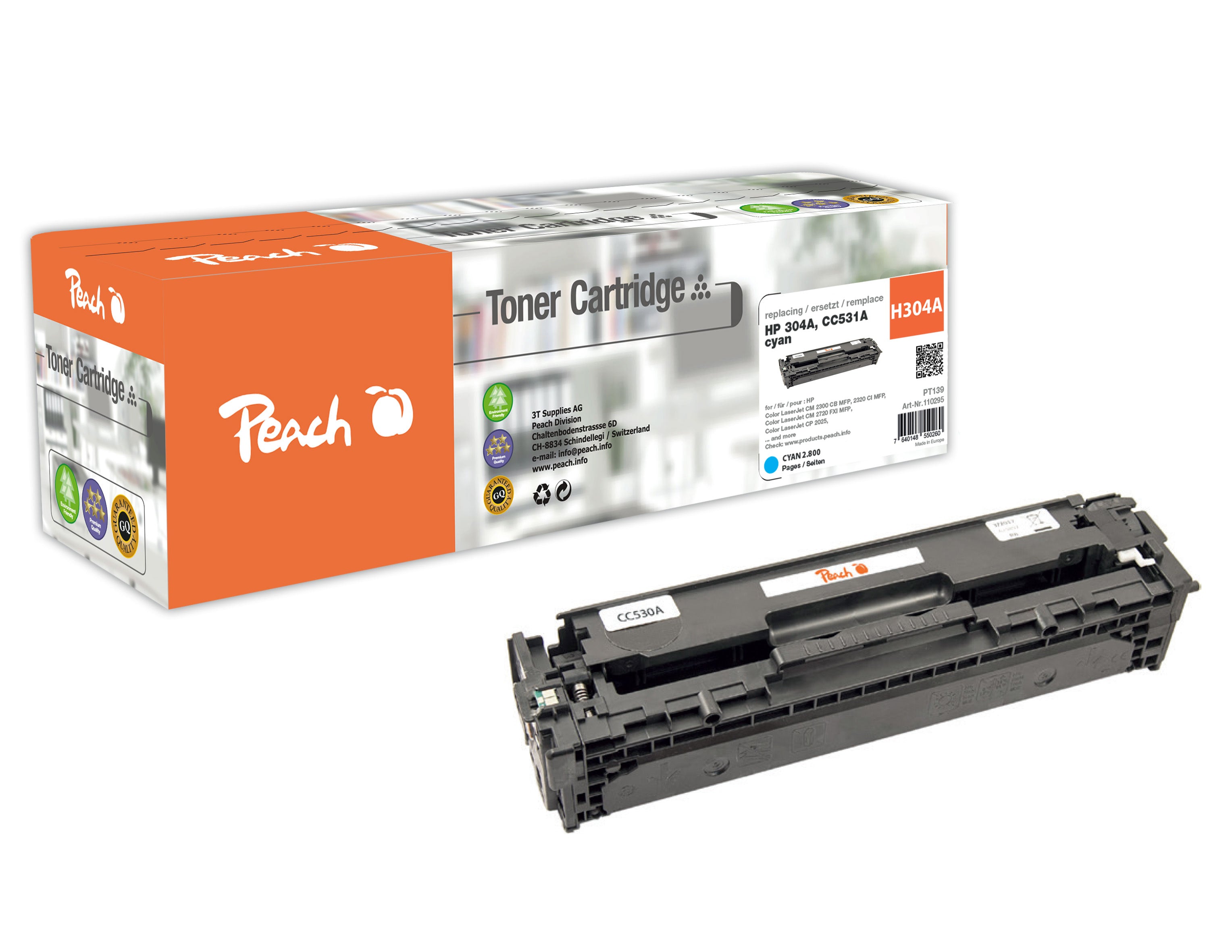 Peach Toner – cyan, 2800 Seiten – für HP Color LaserJet CP 2125/CM 2300 Serie/CM 2320 CB MFP und andere