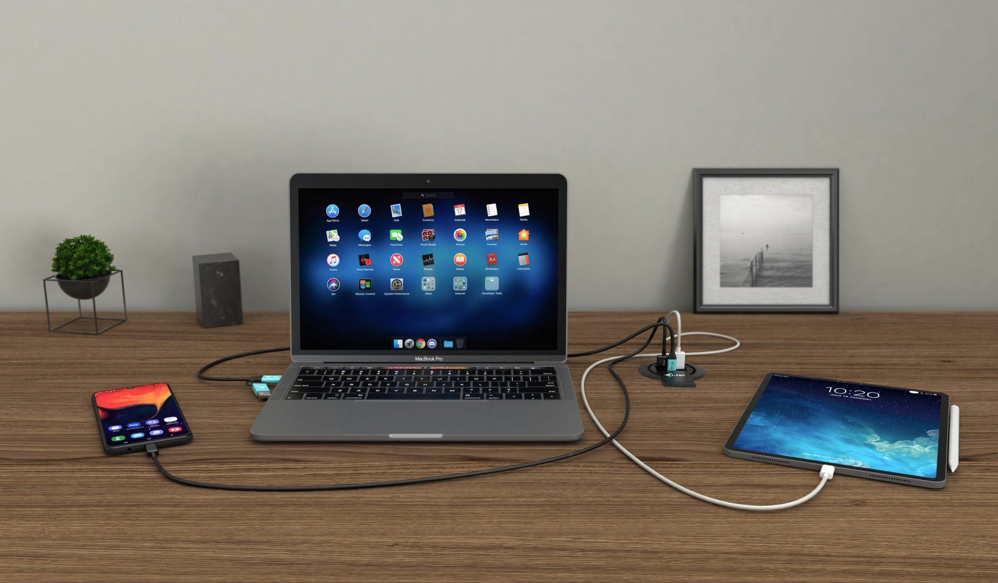 i-tec Ladegerät – 96 W, 1× USB-C + 3× USB-A, PD, QC – für universelle Geräte