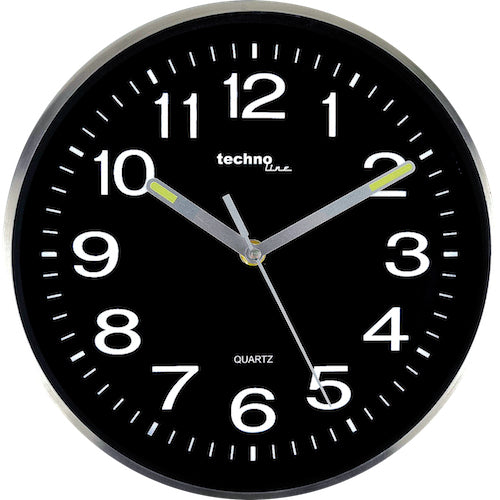 Technoline WT7620 Wanduhr – Analog, Ø 25,0 cm, Schwarz, Metall