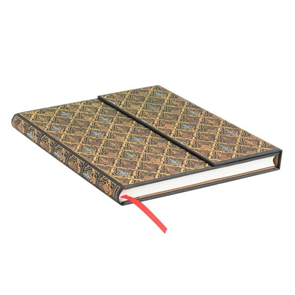 Paperblanks Notizbuch – 180 × 230 mm – 120 g/m² – Hardcover, Falt-Innentasche, Leseband, Gelb (Gemustert), FSC