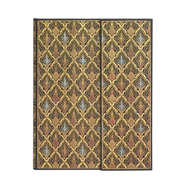 Paperblanks Notizbuch – 180 × 230 mm – 120 g/m² – Hardcover, Falt-Innentasche, Leseband, Gelb (Gemustert), FSC