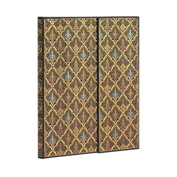 Paperblanks Notizbuch – 180 × 230 mm – 120 g/m² – Hardcover, Falt-Innentasche, Leseband, Gelb (Gemustert), FSC