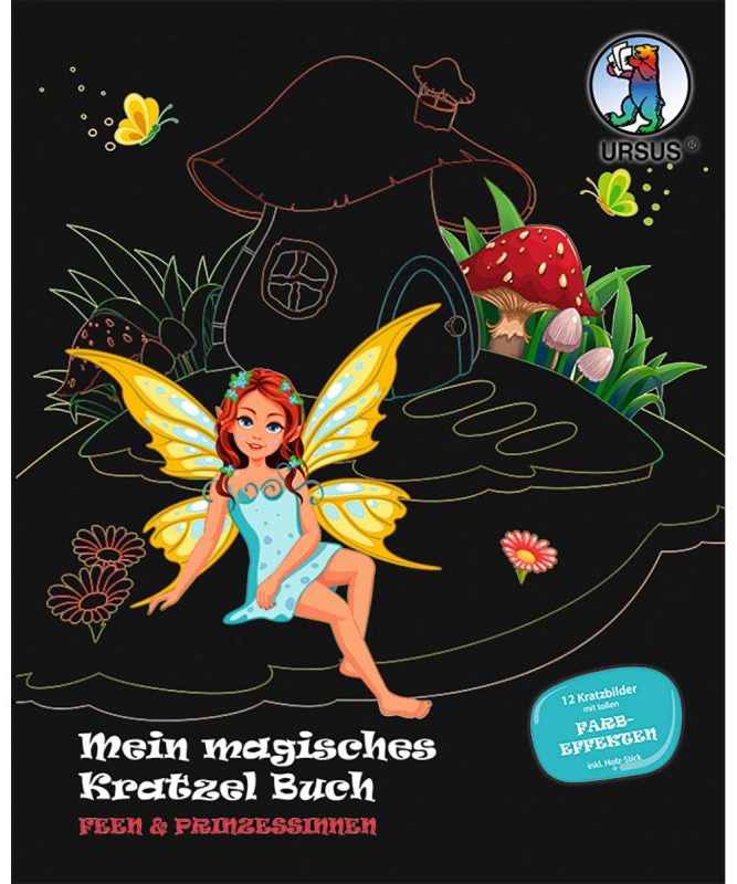URSUS Bastelset Kratzbilder – Feen und Prinzessinnen – 21 × 26 cm – ab 7 Jahren