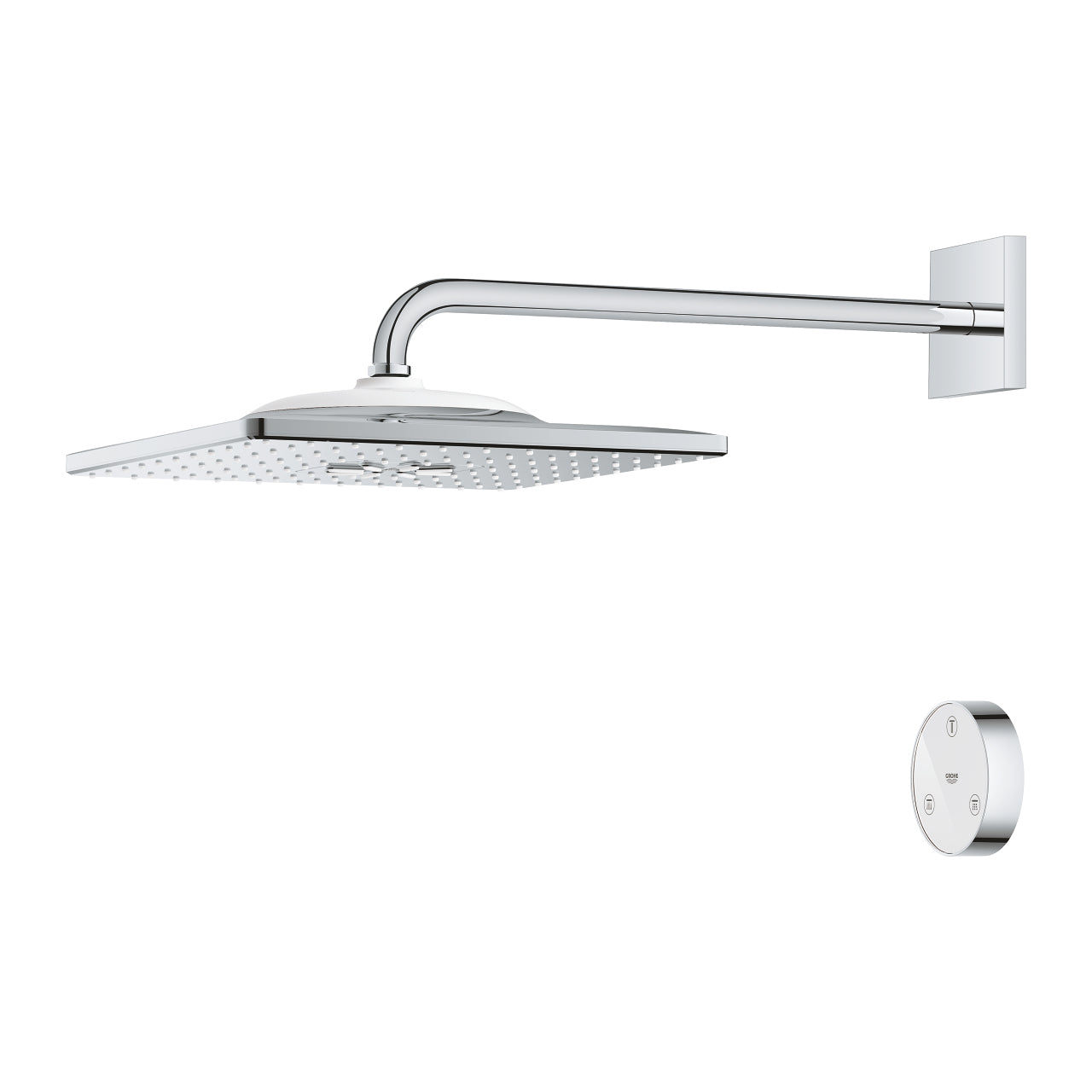 GROHE Rainshower Smartconnect 310 Cube Kopfbrause – Ø31 cm, Chromstahl, Wandmontiert