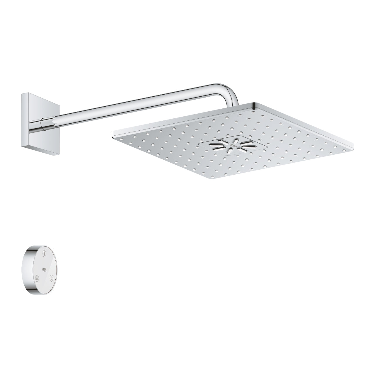GROHE Rainshower Smartconnect 310 Cube Kopfbrause – Ø31 cm, Chromstahl, Wandmontiert
