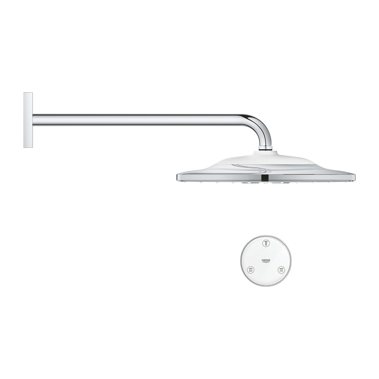 GROHE Rainshower Smartconnect 310 Cube Kopfbrause – Ø31 cm, Chromstahl, Wandmontiert