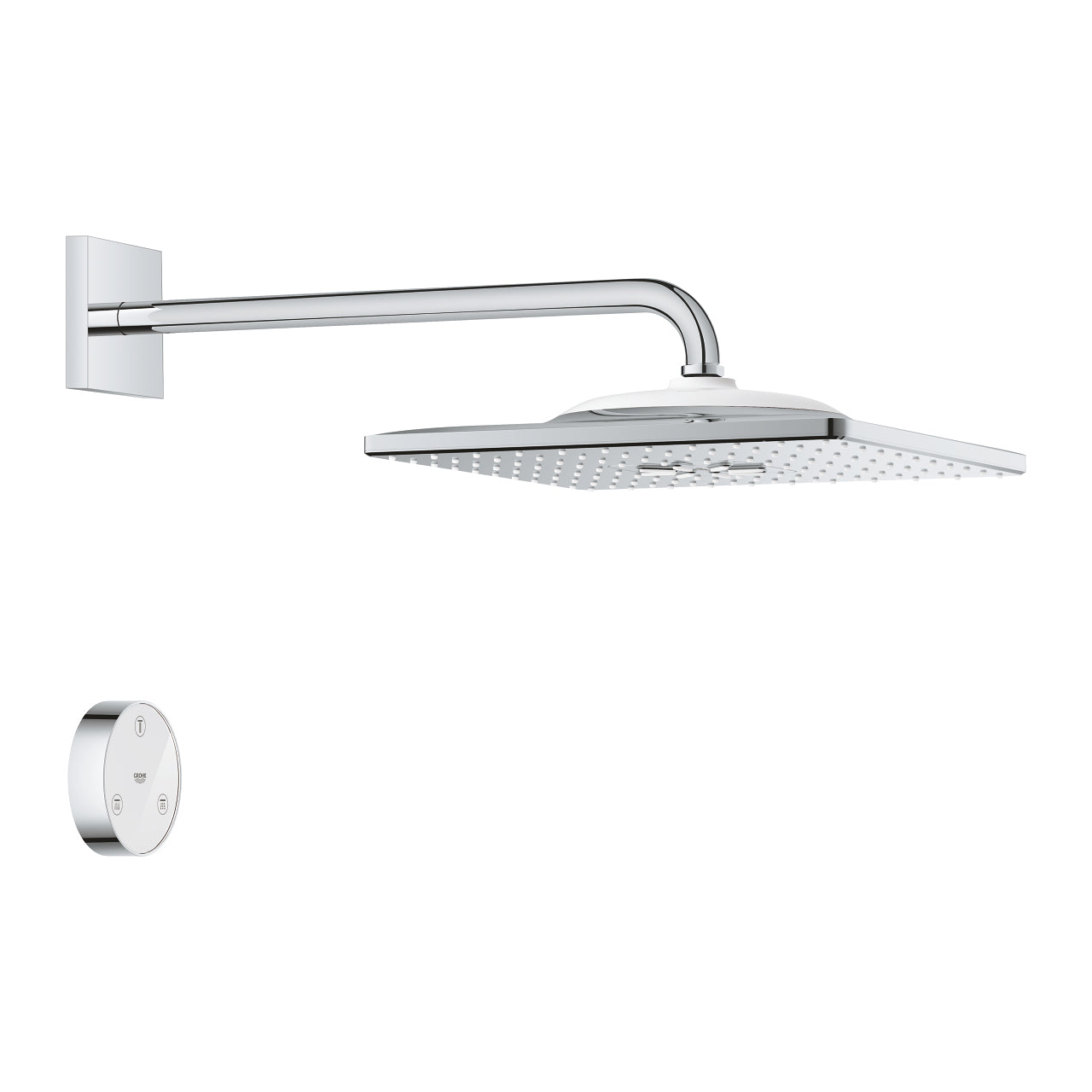 GROHE Rainshower Smartconnect 310 Cube Kopfbrause – Ø31 cm, Chromstahl, Wandmontiert