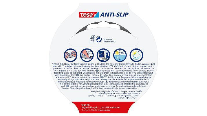 TESA Bodenmarkierungsband – 25 mm × 5 m, schwarz, Kunststoff, Anti-Rutschbeschichtung, permanent