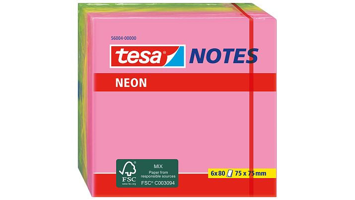 TESA Haftnotizen 56004 – quadratisch – mehrfarbig, 80 Blatt